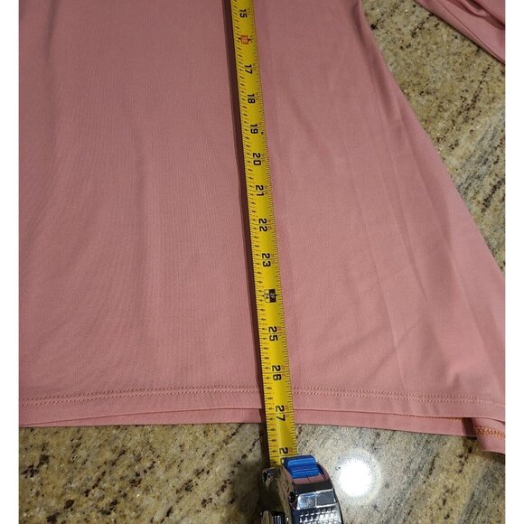 Simply Emma Size 1X Sharkbite Hem 3/4 Sleeve Beaded Embellished Neck Top Pink - Picture 4 of 15